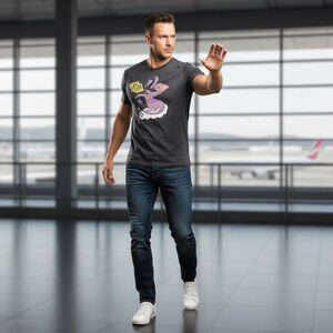 Men's Bella+Canvas Gray Short Sleeve Tee M Dragon Graphic